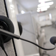 A headset hangs on a cubical wall after the last telemarketing shift at Spectrum Marketing Services, Inc. September 26, 2003 in Philadelphia, Pennsylvania.